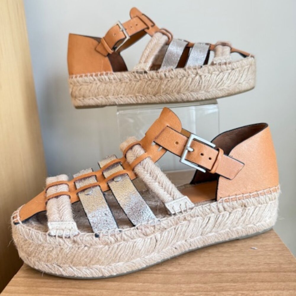 Tory Burch Fisherman Platform Espadrille Sz 7 NEW